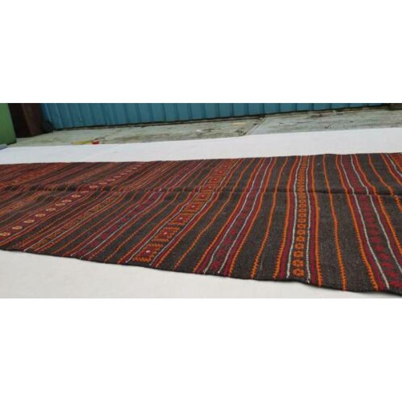 Vintage kelim kleed loper 400x140 cm vloerkleed tapijt kelim