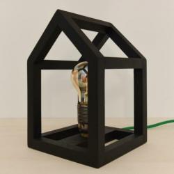 Houten tafellamp huis frame