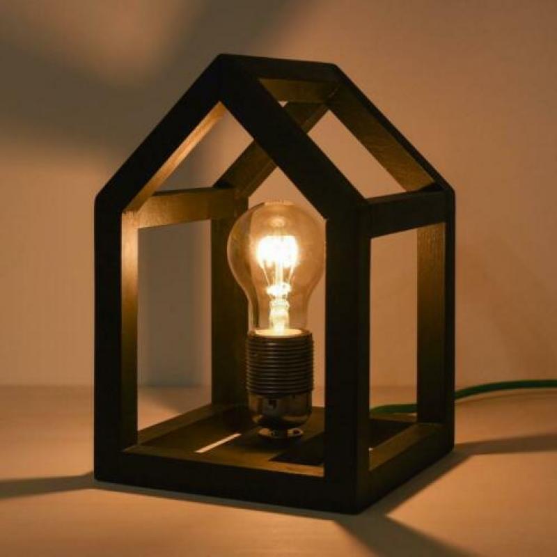 Houten tafellamp huis frame