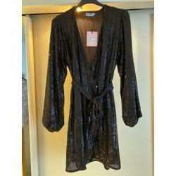 Nieuwe zwarte jurk glitter maat S