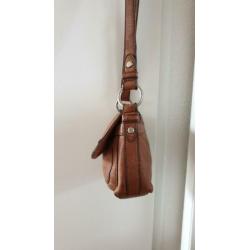 Mooie lederen Fossil handtas, camel kleur, in nieuwstaat