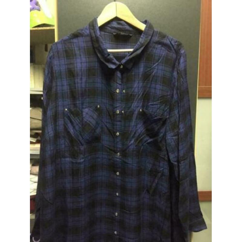 Lang check blouse, maat :xl