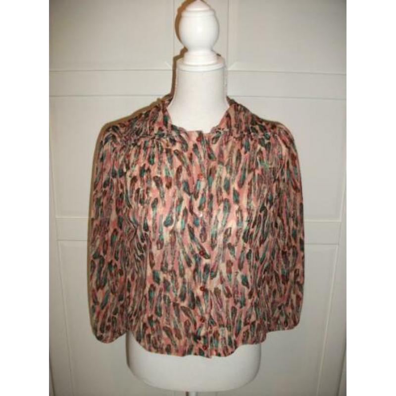 Topshop veren print chiffon blouse top, maat 40 (= M)