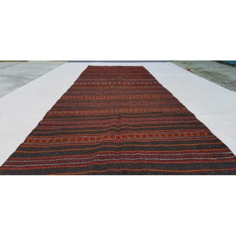 Vintage kelim kleed loper 400x140 cm vloerkleed tapijt kelim
