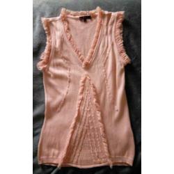 Mooie KENZO zijde - cashmere roze designer top valt als S 36