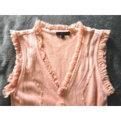 Mooie KENZO zijde - cashmere roze designer top valt als S 36