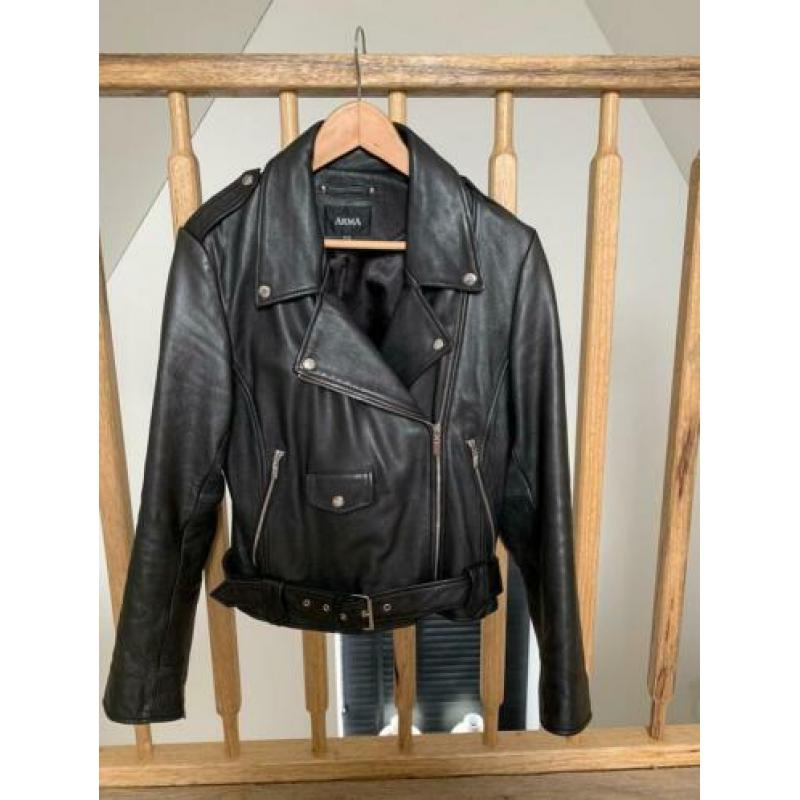 Originele Arma jas leren winter jas zwart biker jack 38