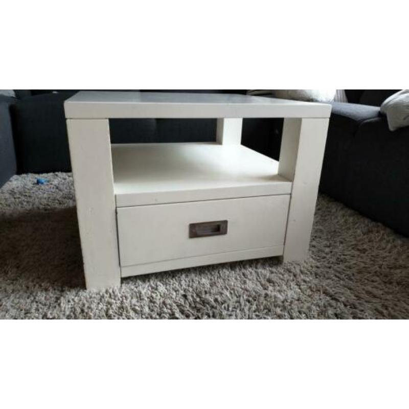 2x salontafel wit met lade 60x60x45 cm