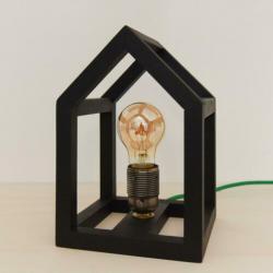 Houten tafellamp huis frame