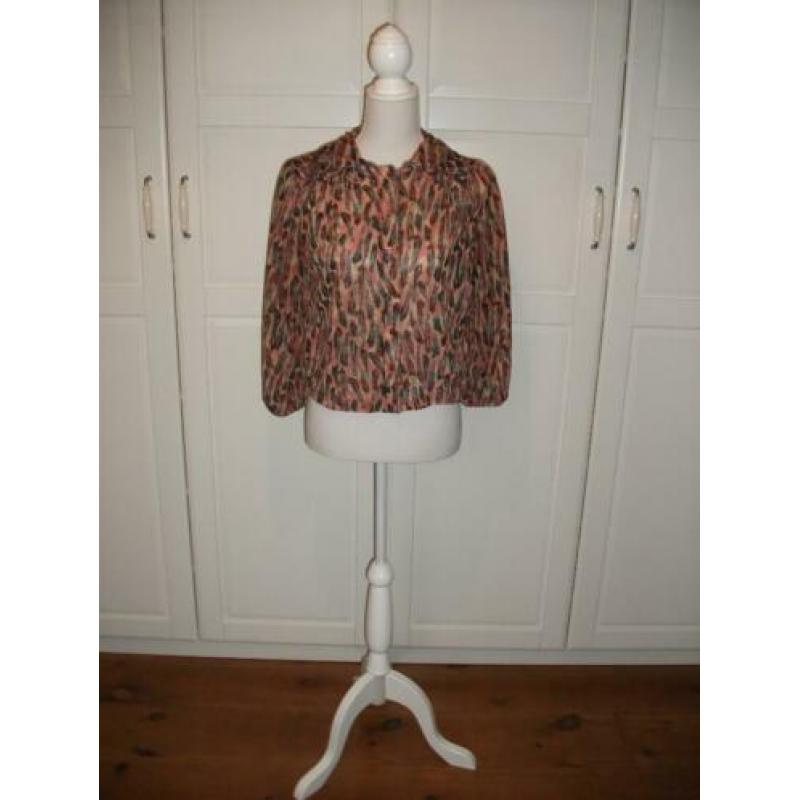 Topshop veren print chiffon blouse top, maat 40 (= M)