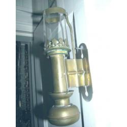 Oude antieke kerklamp met 2 glazen 50 cm