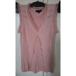 Mooie KENZO zijde - cashmere roze designer top valt als S 36
