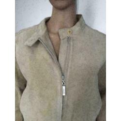 B1740 Esprit: beige suede-leren jasje colbert jack Maat L=42
