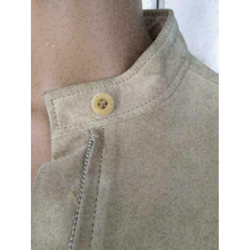 B1740 Esprit: beige suede-leren jasje colbert jack Maat L=42
