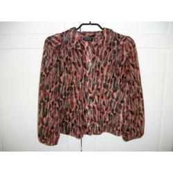 Topshop veren print chiffon blouse top, maat 40 (= M)
