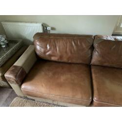 3 zits bank combi leder/canvas