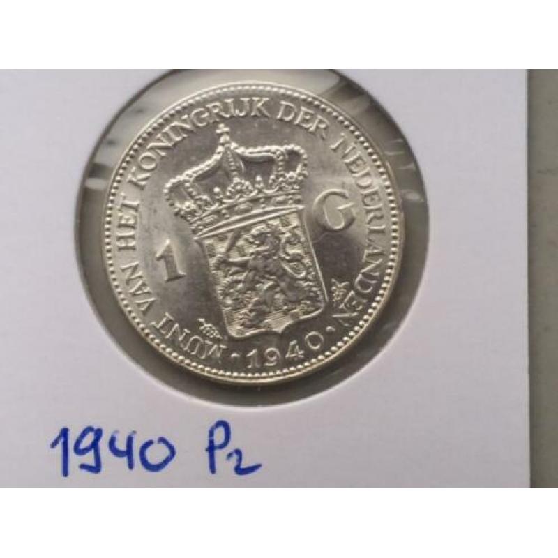 7 stuks 1 Gulden zilver Wilhemina zeer fraai - prachtig