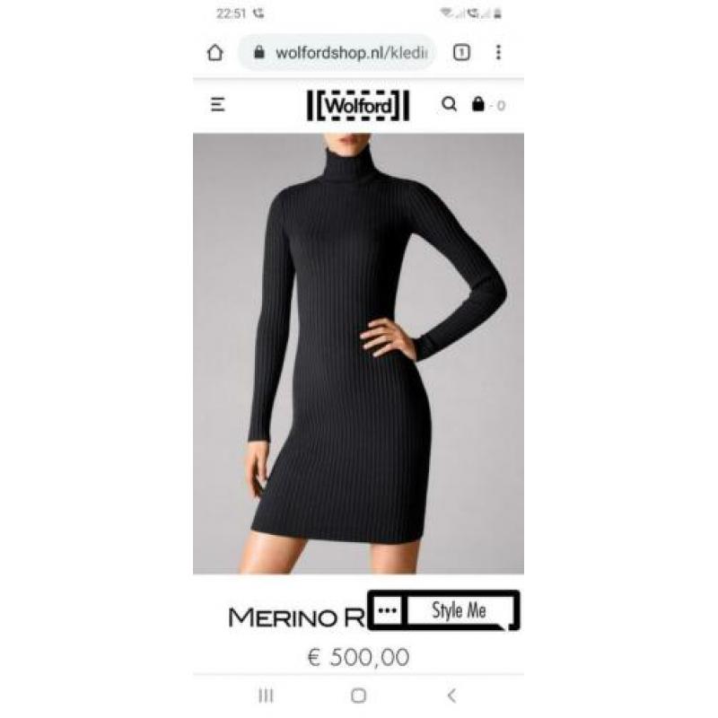 Wolford merino rib dress wol maat S