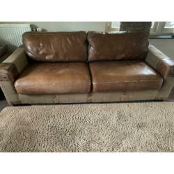 3 zits bank combi leder/canvas