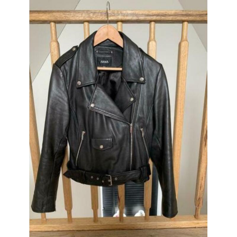 Originele Arma jas leren winter jas zwart biker jack 38