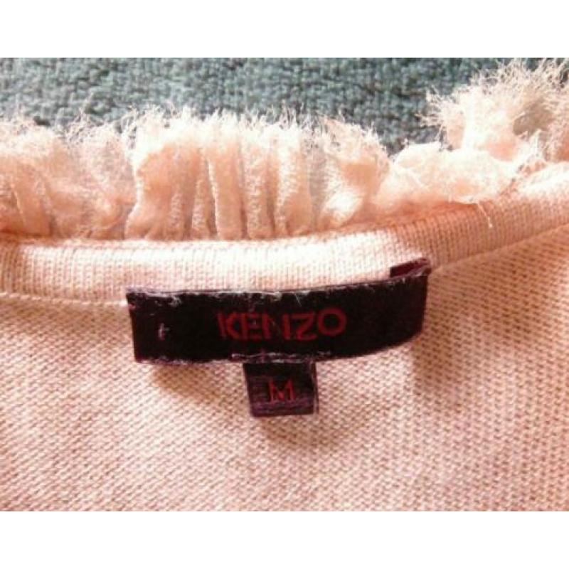 Mooie KENZO zijde - cashmere roze designer top valt als S 36