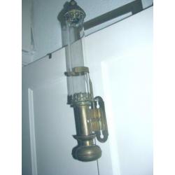 Oude antieke kerklamp met 2 glazen 50 cm
