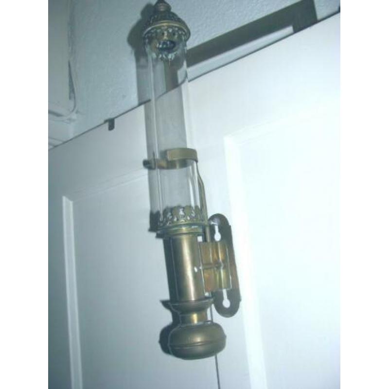 Oude antieke kerklamp met 2 glazen 50 cm