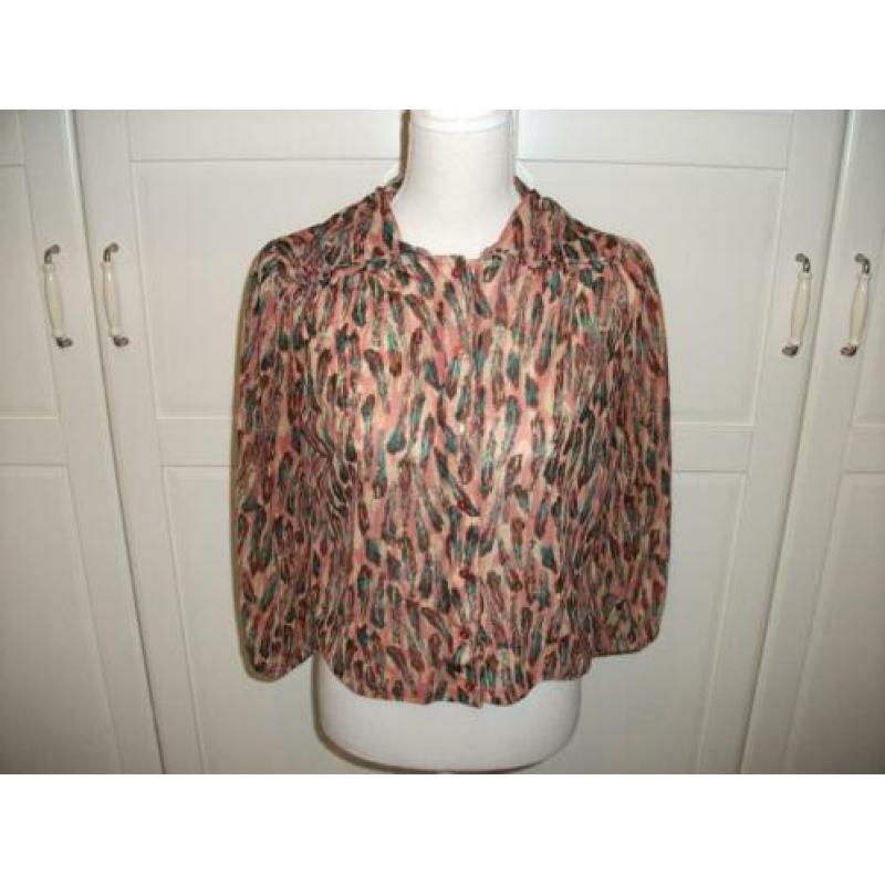 Topshop veren print chiffon blouse top, maat 40 (= M)