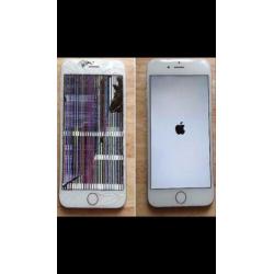 iPhone 7 6 5s 6s X SE 8 plus scherm barst glas LCD reparatie