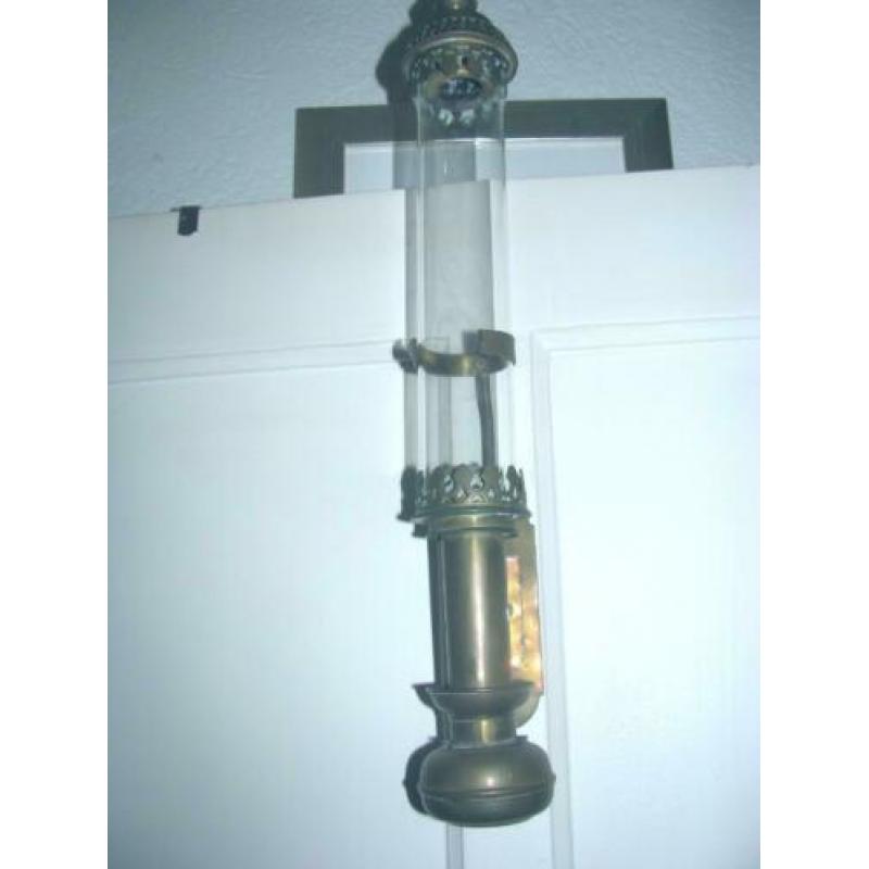 Oude antieke kerklamp met 2 glazen 50 cm