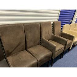Eetkamerstoelen bruin stof set van 4 €50
