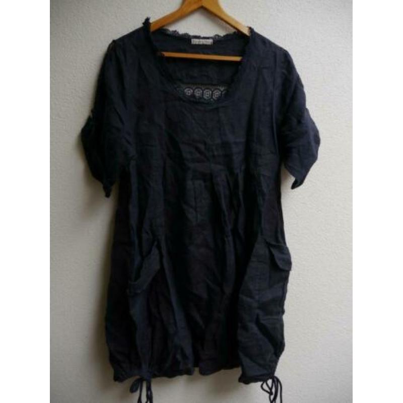 Linnen jurk blauw o/o 52 cm L 86 cm maat L?