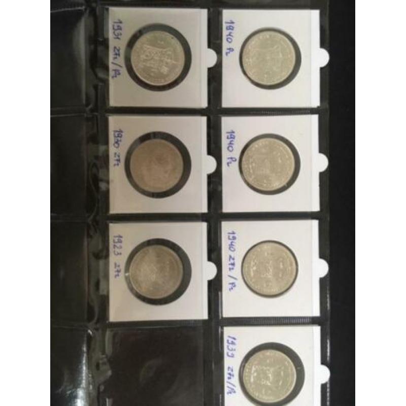 7 stuks 1 Gulden zilver Wilhemina zeer fraai - prachtig