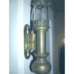 Oude antieke kerklamp met 2 glazen 50 cm