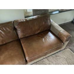 3 zits bank combi leder/canvas