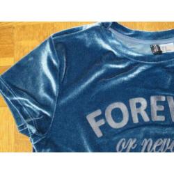 Divided velours shirt "forever or never" petrol mt 36/38