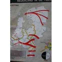 Oude schoolplaat van Nederland in de Tweede Wereldoorlog