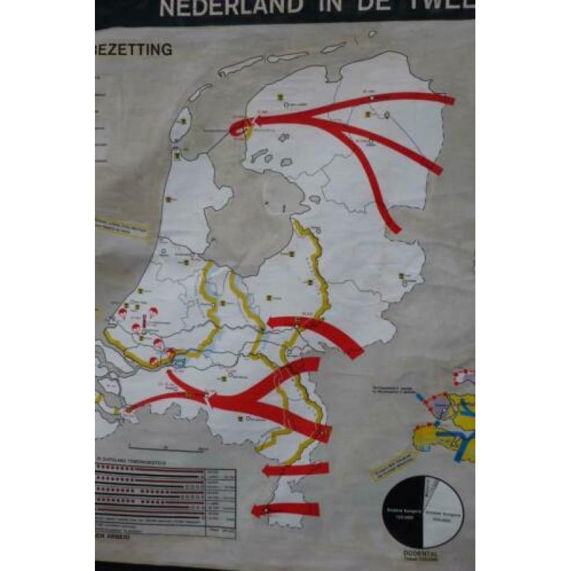 Oude schoolplaat van Nederland in de Tweede Wereldoorlog
