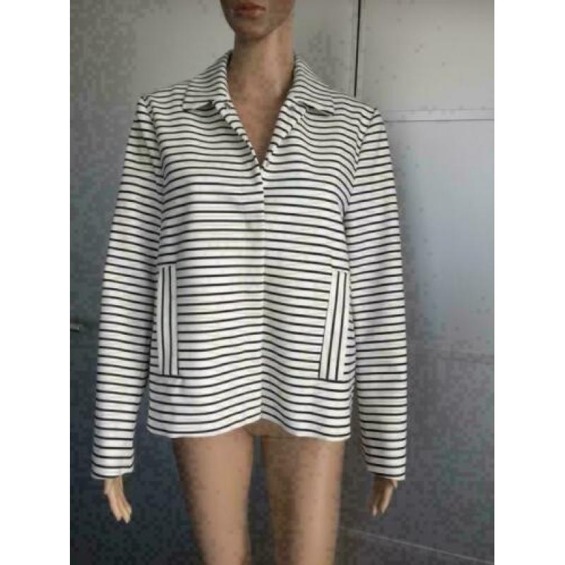 D417 ESQUALO maat 40=M jasje zwart/wit blazer jas blauw/wit