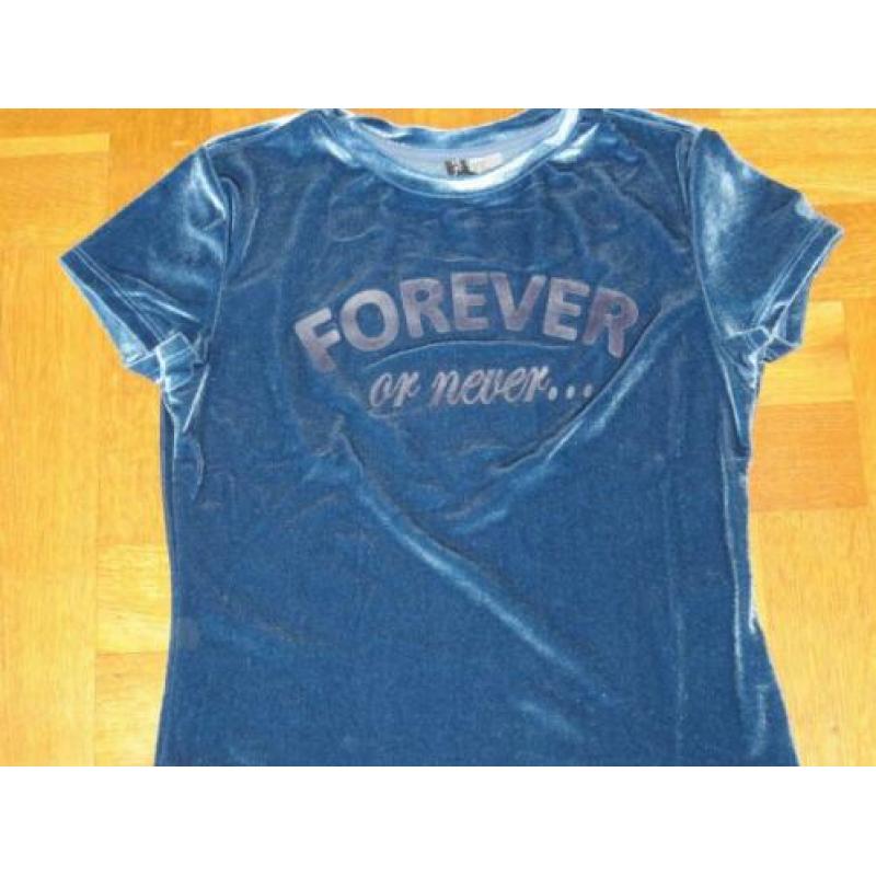 Divided velours shirt "forever or never" petrol mt 36/38