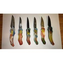 6 x jaren 80 pin up girl springmessen hand gemaakt zeldzaam