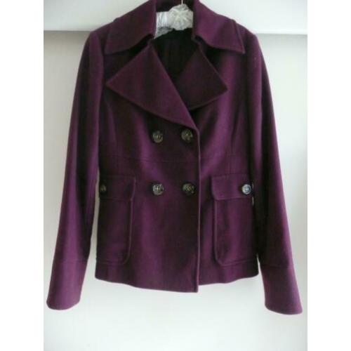 SET-fashion bordeaux paars jasje cashmere wol maat 38