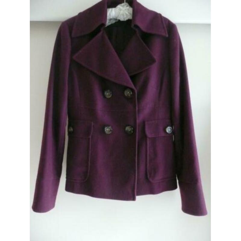 SET-fashion bordeaux paars jasje cashmere wol maat 38