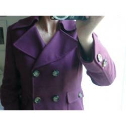 SET-fashion bordeaux paars jasje cashmere wol maat 38