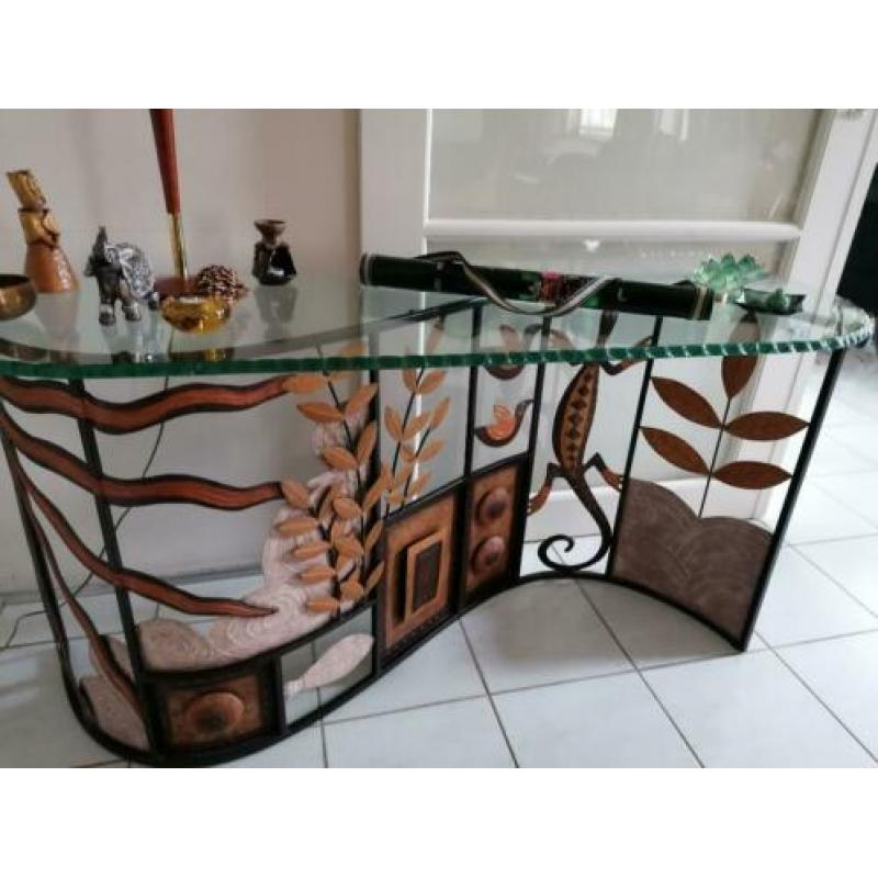 Handgemaakte unieke glazen siertafel