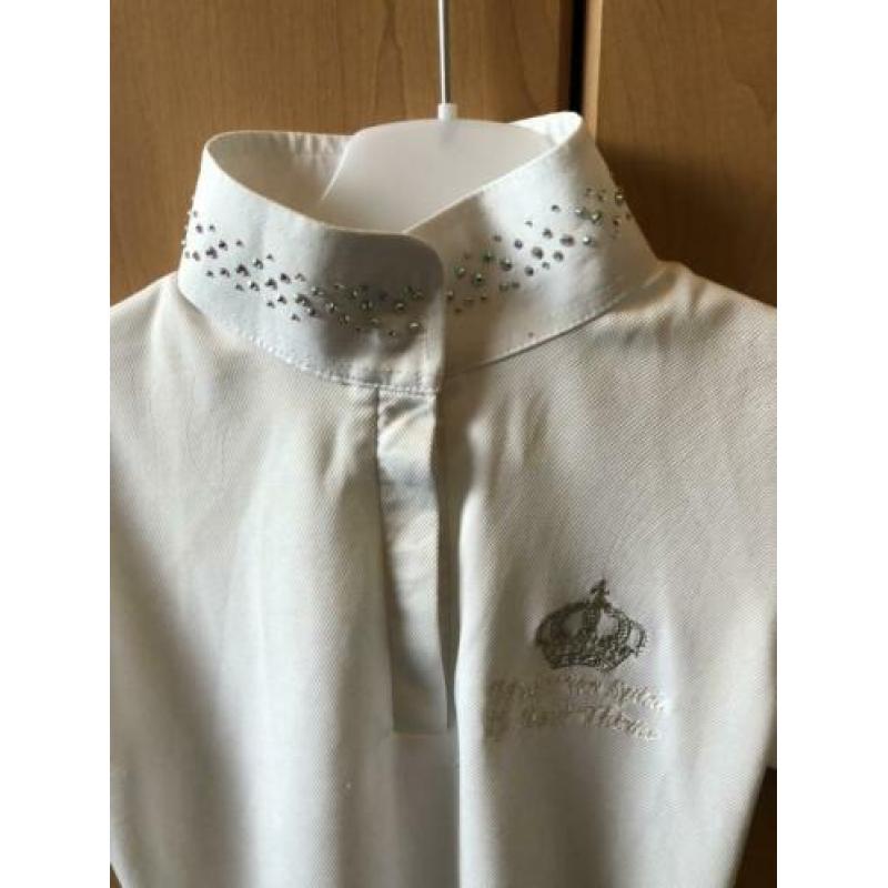 Wit paardenwedstrijd shirt maat 140