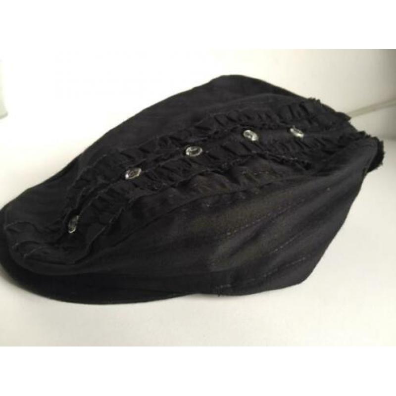 meisjes pet Hunting cap,Platte pet - Flat Cap zwart 54cm