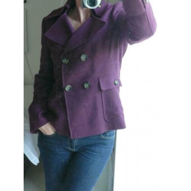 SET-fashion bordeaux paars jasje cashmere wol maat 38