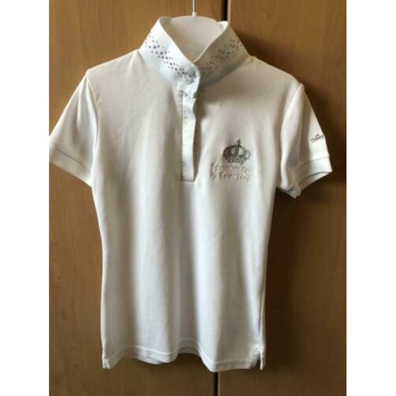 Wit paardenwedstrijd shirt maat 140