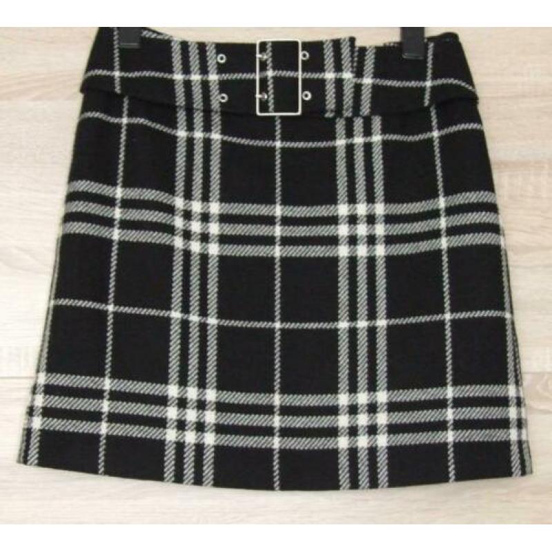 Marc Aurel Rok Maat 40/42 Zwart/wit 66% wol & Riem Top Staat